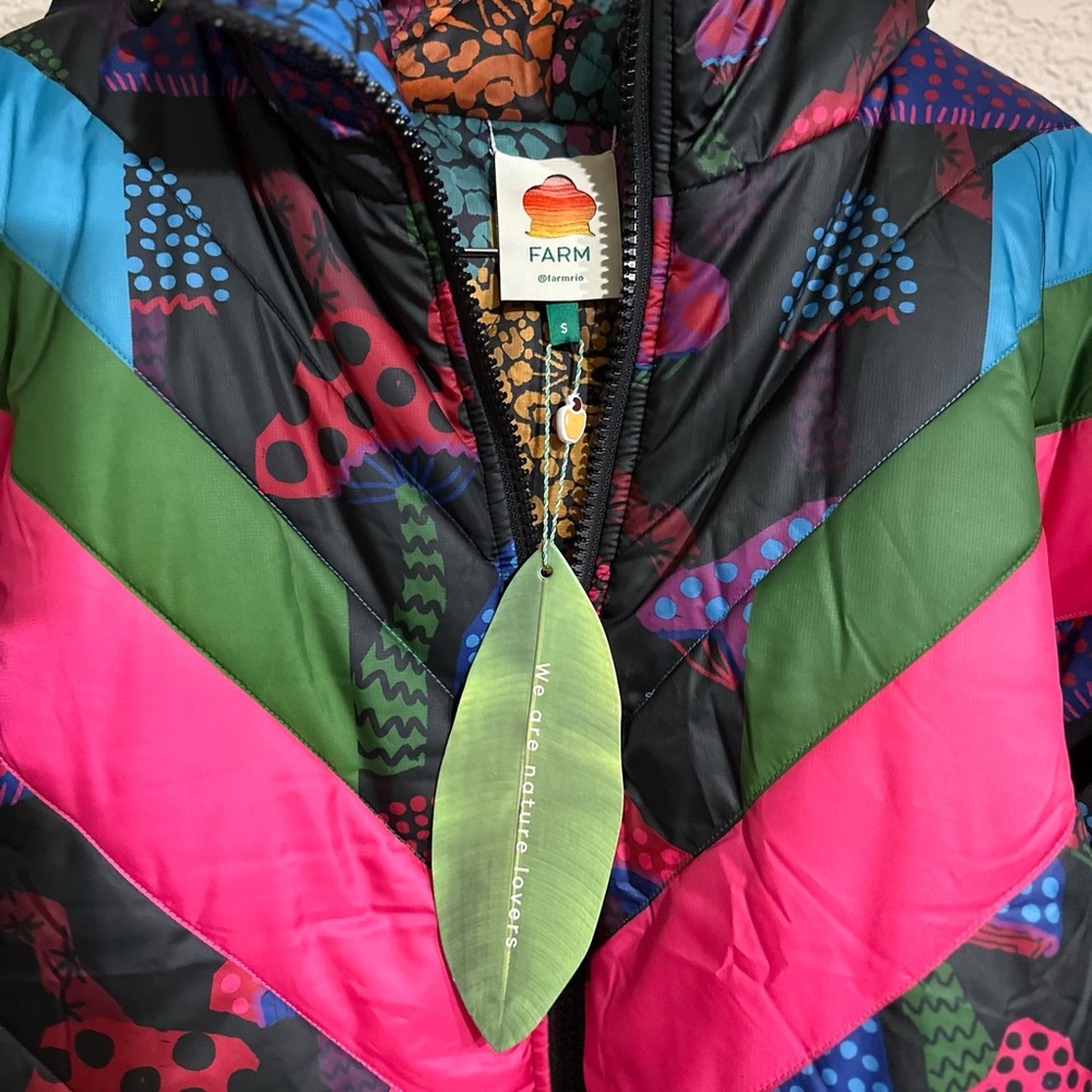 Farm Rio Neon Mushrooms Reversible Puffer Jacket Multi - Picture 7 of 7